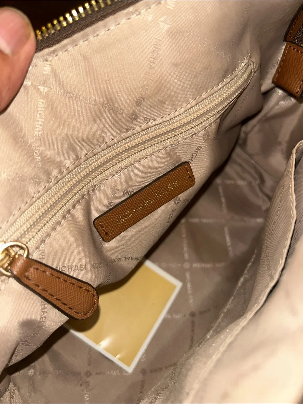 Michael Kors Brown MK Logo Satchel with Tan Accents